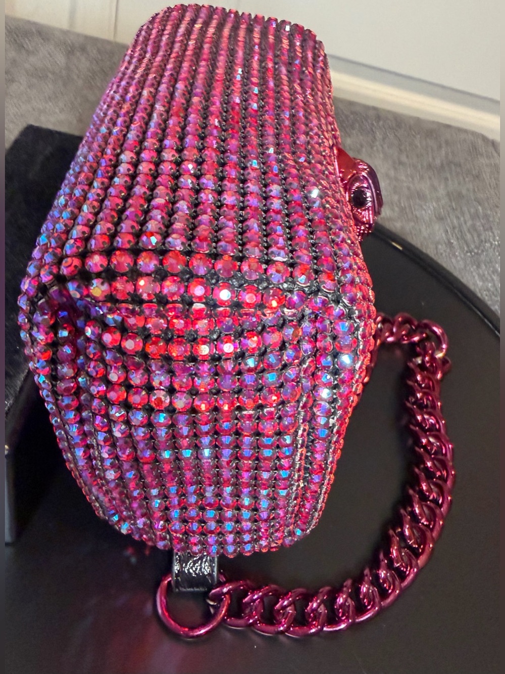 Kurt Geiger London Party Crystal Pouchette Shoulder Bag in Fuchsia / Purple - Picture 9 of 11